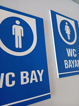 Bay Wc Kapı Isimliği Uyarı Yönlendirme Levhası 15x22 Cm Ebat 5 Mm Dekota Levha 2'li Set