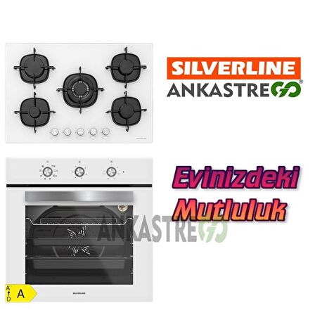 Silverline BO6503W01 - CS5365W01 Beyaz Cam Ankastre Set