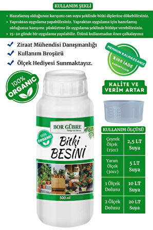 Organik Sıvı Bitki Besini Gübresi 500ml- Yeşil Yapraklı Bitkilere Özel Bitki Besini