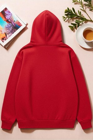Unisex Uyuyan Kedi Baskılı kapüşonlu Sweatshirt