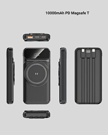 10000 mAh Kablosuz Hızlı Şarj Destekli Powerbank - 15W, PD20W, Type-C Girişli