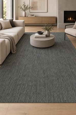 MERİS Antrasit Özel Ölçü Sisal Görünümlü Kaydırmaz Taban Robot Süpürge Uyumlu Kolay Temizlenebilir Mutfak Koridor Halısı