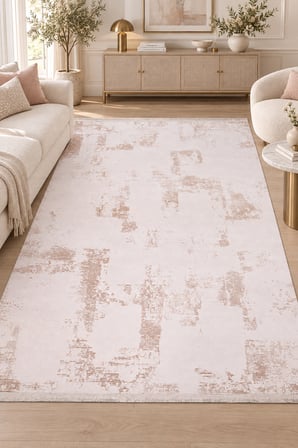 RUHANİ Kahve Krem Özel Ölçü Salon Oturma Odası Koridor Halısı Robot Süpürge Uyumlu Kolay Temizlenir Akrilik