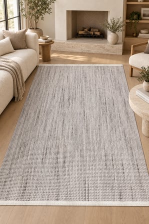 Doga DOĞA Gri Bukle Dokuma Özel Ölçü Kolay Temizlenebilir Robot Süpürge Uyumlu Salon Yatak Odası Koridor Halısı