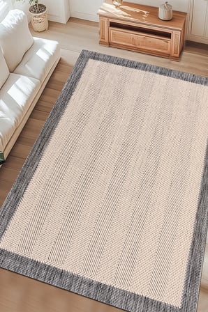 Grafit Bej Gri Sisal Görünümlü Robot Süpürge Uyumlu Leke Tutmaz Kolay Temizlenebilir Mutfak Oturma Odası Salon Halısı