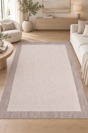 OSLO Modern Sisal Görünümlü Polyester Halı, Robot Süpürge Uyumlu, Mutfak Oturma Odası Koridor Halısı