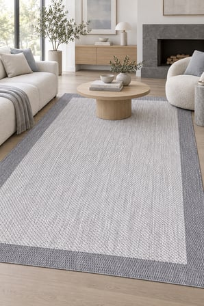Oslo Modern Sisal Görünümlü Gri Halı Mutfak Oturma Odası Koridor Robot Süpürge Uyumlu Kolay Temizlenebilir Polyester