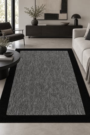 OSLO Modern Sisal Görünümlü Antrasit Halı Mutfak Salon Koridor Robot Süpürge Uyumlu Kolay Temizlenebilir
