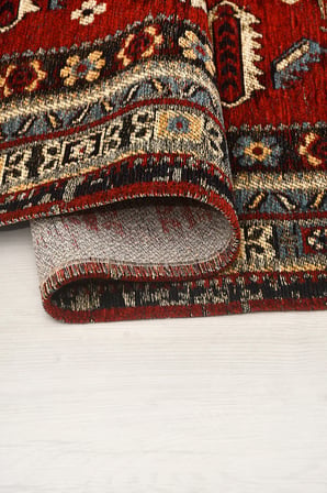 Mihrimah Nostaljik Kilim Oturma Odası Salon Robot Süpürge Uyumlu Saçaklı Kolay Temizlenebilir Halı