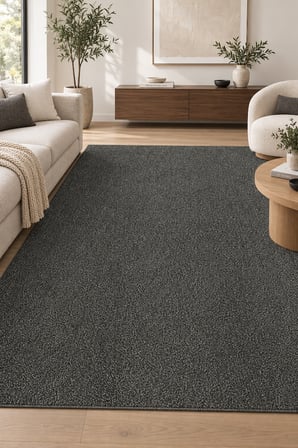 YAREN Antrasit Kadifemsi Ultra Dolgun Havlı Kaymaz Taban Yıkanabilir Modern Salon Oturma Odası Halısı