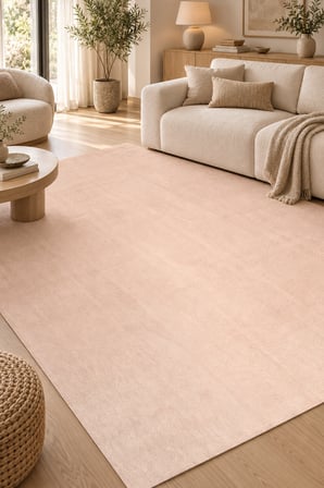 Akkor Peluş Halı Bej Yumuşak Kaymaz Taban Yıkanabilir Modern Salon Mutfak Antre Halısı