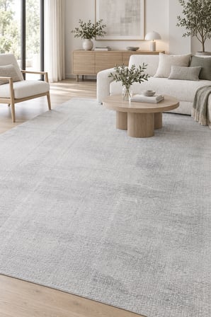 AKKOR Peluş Halı Gri Kaymaz Taban Yıkanabilir Modern Yumuşak Salon Mutfak Antre Oturma Odası Halısı