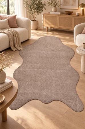 Akkor Peluş Post Görünümlü Halı Vizon Kahve Salon Antre Yıkanabilir Kaymaz Yumuşak Dekoratif Halı