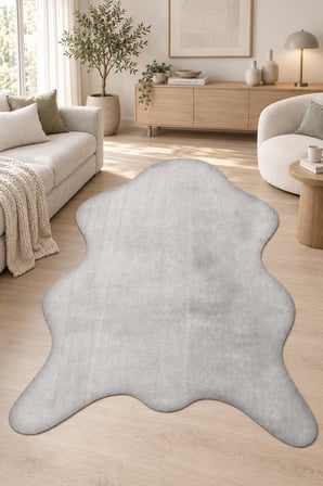 AKKOR Peluş Post Şeklinde Gri Halı Salon Oturma Odası Antre Yumuşak Kaymaz Taban Yıkanabilir Modern Polyester Halı