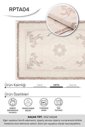 Seyran Krem Vizon Oturma Odası Salon Halısı Robot Süpürge Uyumlu Kolay Temizlenebilir Modern Şık Viskon Akrilik
