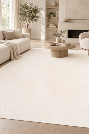 Kozel Peluş Halı Beyaz Ekstra Yumuşak Kaymaz Tabanlı Yüksek Havlı Tüy Dökmez Toz Tutmaz Polyester Halı
