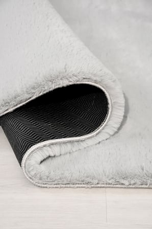 KOZEL Gri Kabartmalı Ekstra Yumuşak Kaymaz Tabanlı Tüy Dökmez Polyester Halı