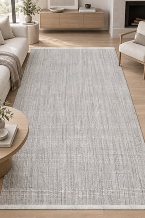 RUHUM Bej Robot Süpürge Uyumlu İnce Polyester Oturma Odası Koridor Halısı Kolay Temizlenebilir Modern Sade Dekoratif