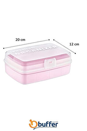By Nevser® 12 Bölmeli Çok Amaçlı Takı Toka Kutusu Dikiş Kutusu Kapaklı Organizer Kutusu Bölmeli Kutu