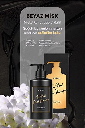 Beyazlayan ve Dökülen Saçlara Özel Bakım Sunan Siyah Şampuan KUNDAL The Real Black Shampoo 500ml