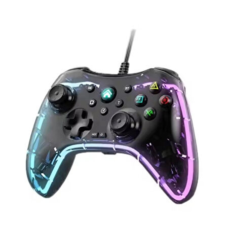 Oyun Kolu USB Kablolu kaliteli Gamepad RGB Işıklı  Switch / PS3/Bilgisayar/Tabletler için S03