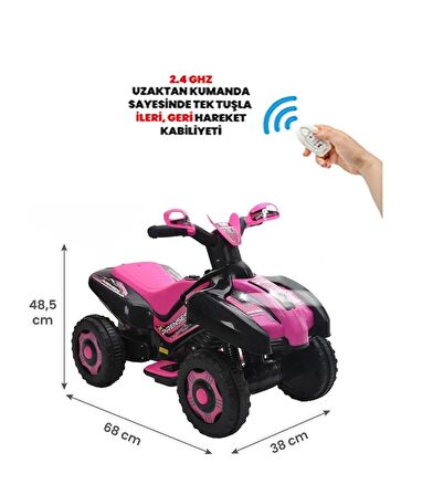 Kumandalı Akülü Araba 6 Volt 2-4 Yaş Pembe