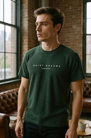 Erkek Regular Yeşil Baskılı T-Shirt