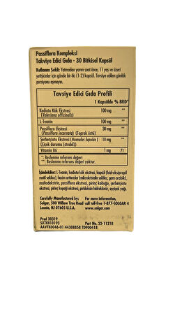 Solgar Passiflora Complex 30 Kapsül 033984009820
