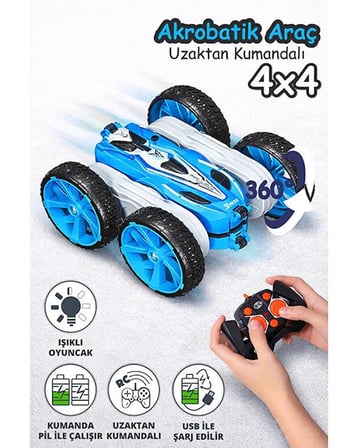 Go Kidy Rush 360 Uzaktan Kumandalı Akrobatik Araç Mavi