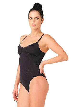 Seamless Dikişsiz Slip Çıtçıtlı Body Korse 2072 Siyah