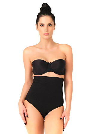 Seamless Yüksek Bel Çıtçıtlı Double Slip Korse Külot 2019 Siyah