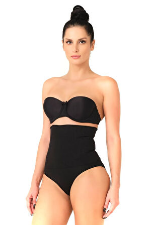 Seamless Yüksek Bel Çıtçıtlı Double Slip Korse Külot 2019 Siyah