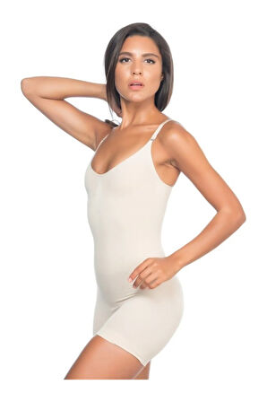 Kadın Beyaz Karın Masaj Özellikli Kısa Paça Boxer Korse Mı17skr00028