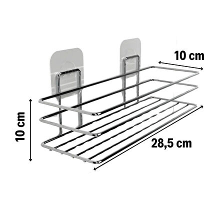 By Nevser® Kendiliğinden Yapışkanlı Krom Paslanmaz Metal Şampuanlık Banyo Düzenleyici Raf