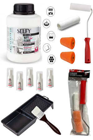 Selfy Decor Islak Zemin Boyası Beyaz 1250 ML Tezgah,Fayans,Granit,Mermer,Seramik Boyama Seti