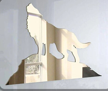 Uluyan Kurt Silüeti Pleksi Ayna Duvar Dekoru 