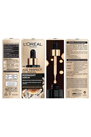 L'Oreal Paris Midnight Serum Cilt Yenileme & Cilt Görünümü Canlandırma Etkili 30 ML