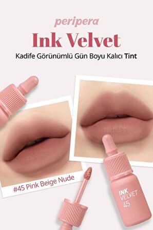 Yüksek Pigmentli, Kadife Görünümlü, Gün Boyu Kalıcı Tint Peripera Ink Velvet (#45 Pink Beige Nude)