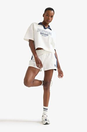 DeFactoFit NBA Boston Celtics Standart Fit Kısa Paça Waffle Şort