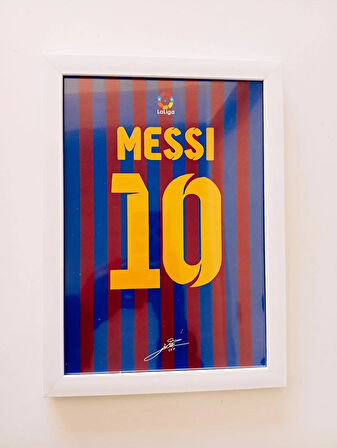 30x42 cm Lionel Messi Çerçeveli Poster Tablo 1 mm Şeffaf PVC Önyüzey Korumalı Tablo