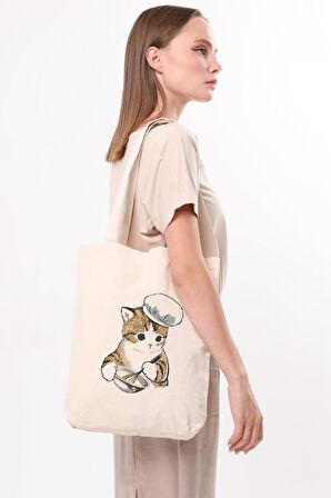 Kanvas Pastacı Kedi Bez Çanta C1615