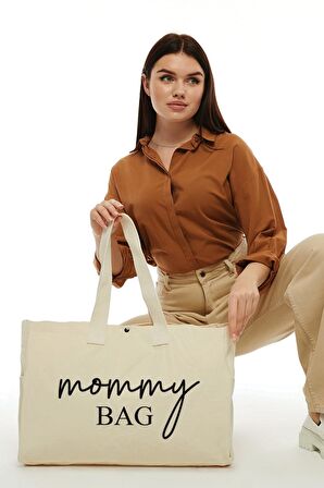 Kanvas Mommy Bag Baskılı Büyük Boy Çanta