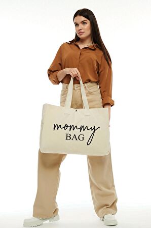 Kanvas Mommy Bag Baskılı Büyük Boy Çanta