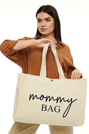 Kanvas Mommy Bag Baskılı Büyük Boy Çanta