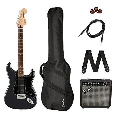 SQUİER AFFİNİTY HSS FRONTMAN 15G AMP CHARCOAL FROST EMTALLİC ELEKTRO GİTAR SETİ