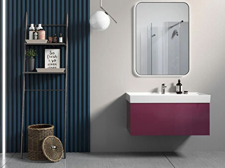 TURKUAZ Sharp Etajerli Lavabo 120x48 cm (Çift Hazneli Çift Batarya Delikli)