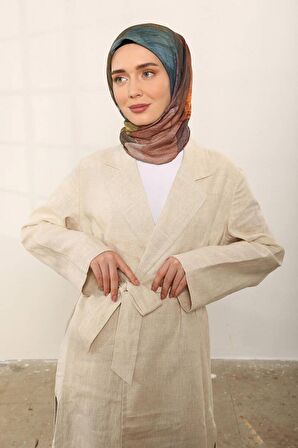 ShantuQ Dijital Renk Geçiş Soft Eşarp Turuncu/Yeşil