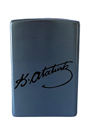 PremiumQuality Tek Torch Pürmüz Gümüş Atatürk İmzalı Metal Puro Çakmağı