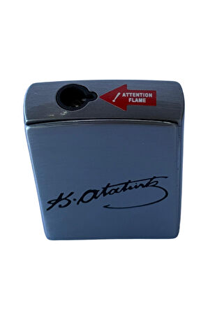 PremiumQuality Tek Torch Pürmüz Gümüş Atatürk İmzalı Metal Puro Çakmağı