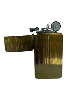 PremiumQuality Fırçalı Gold Metal Benzinli Çakmak